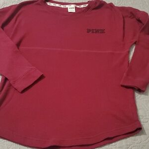 Victoria's Secret PINK Long-Sleeve Crewneck Top - Deep Raspberry Size Medium